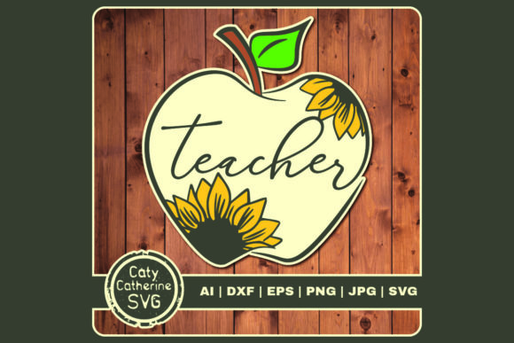 Teacher Apple Graphic with Sunflowers: A Stitcher's Review
